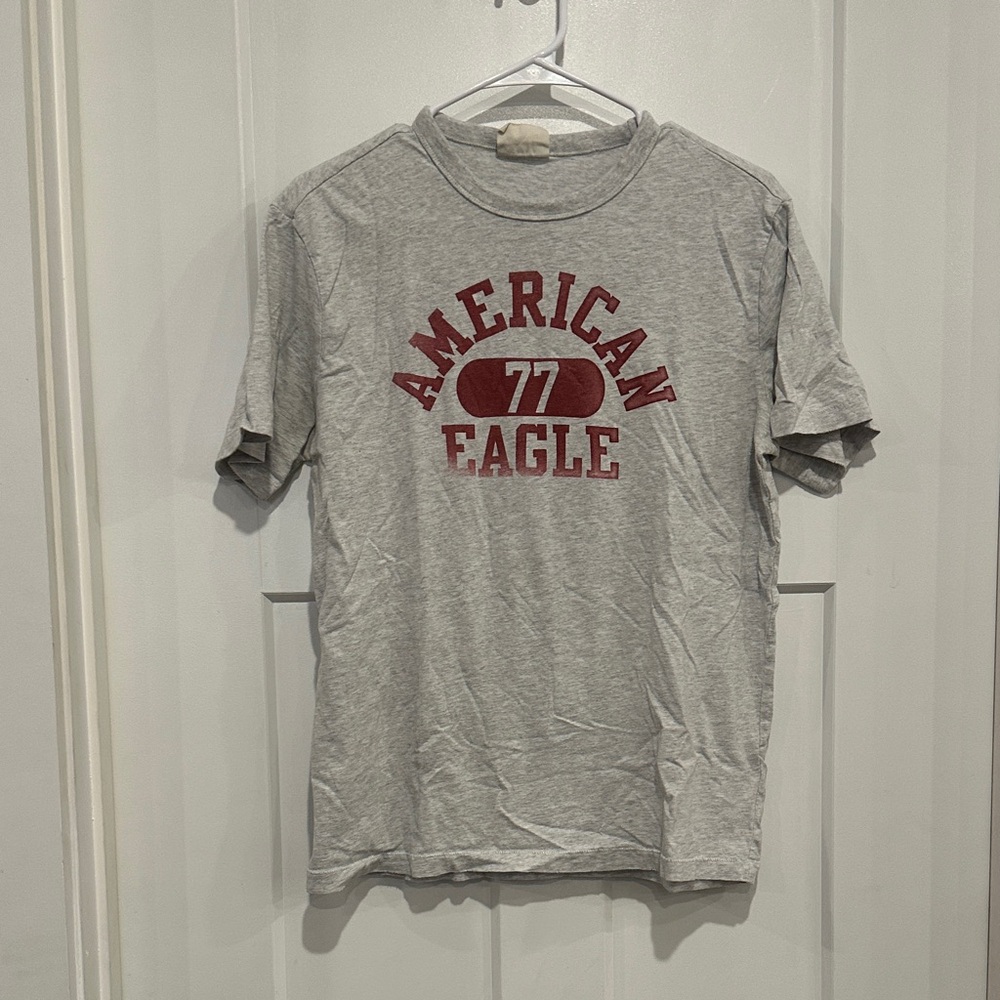 American Eagle Outfitters Gray Tee with Red Logo